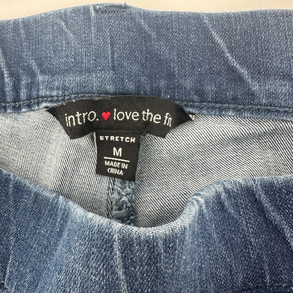 Intro Love the Fit Jeans Womens M Blue Stretch Denim Pull On Straight High Rise - Picture 3 of 8